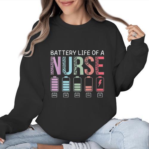 Battery Life Of A Nurse School Teacher Appreciation Women Crewneck Sweatshirt - teacherstshirts.com