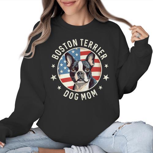 Boston Bull Terrier Women Boston Terrier Dog Mom Women Crewneck Sweatshirt - Bostonterriersmerch.com