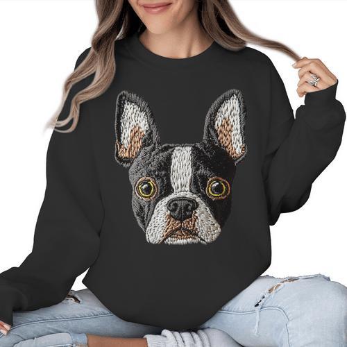 Boston Terrier Cute Puppy Face Dog Lover Pet Owner Women Crewneck Sweatshirt - Bostonterriersmerch.com