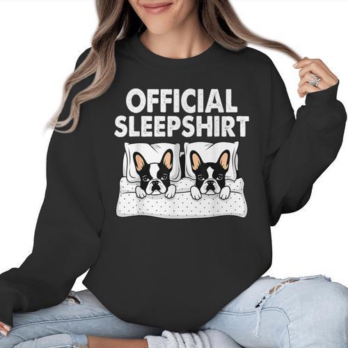 Boston Terrier Dog Official Sleep Pajamas Nightgown Women Crewneck Sweatshirt - Bostonterriersmerch.com
