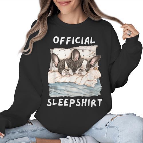 Boston Terrier Dog Official Sleepshirt Pajamas Nightgown Men Women Girls Kids Women Crewneck Sweatshirt - Bostonterriersmerch.com