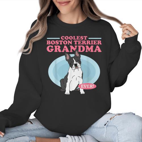 Boston Terrier Grandma Bostie Dog Owner Boston Terrier Men Women Women Crewneck Sweatshirt - Bostonterriersmerch.com