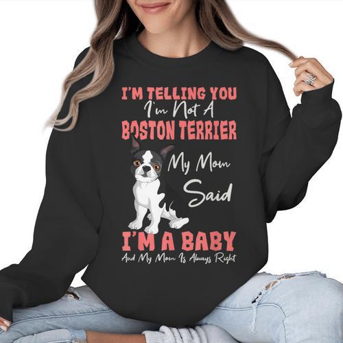 Boston Terrier Mom American Gentleman Dog Lover Mother's Day Women Crewneck Sweatshirt - Bostonterriersmerch.com