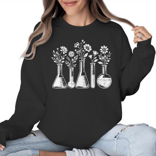 Botanical Beaker Science Teacher Floral Chemistry Lab Week Women Crewneck Sweatshirt - teacherstshirts.com AU