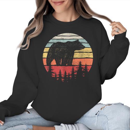 Catch Some Rays Vintage Retro Grizzly Bear Women Crewneck Sweatshirt - Bostonterriersmerch.com