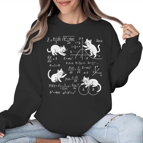Cats And Math Lover Cat Lover Science Teacher Student Women Crewneck Sweatshirt - teacherstshirts.com UK