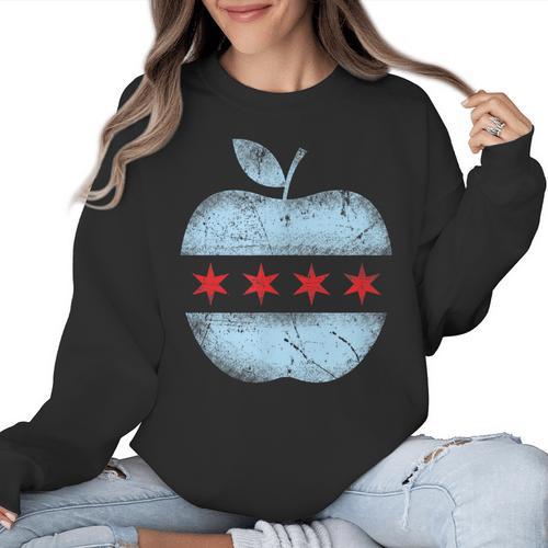 Chicago Flag Teacher School Cute Women Crewneck Sweatshirt - teacherstshirts.com