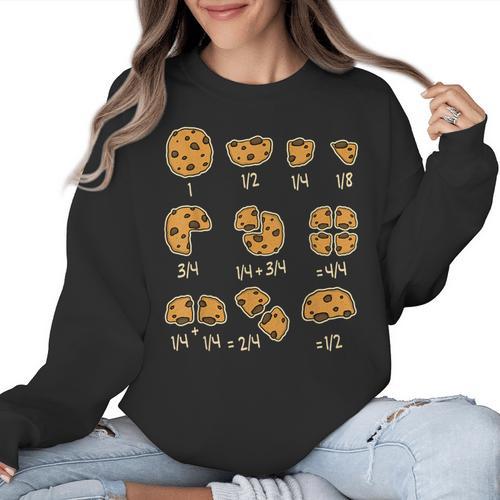 Chocolate Cookie Quick Math Fraction Math Teachers For Men Women Girls Kids Women Crewneck Sweatshirt - teacherstshirts.com AU