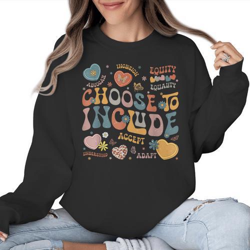Choose To Include Inclusion Matters Autism Awareness Teacher Men Women Girls Kids Women Crewneck Sweatshirt - teacherstshirts.com CA