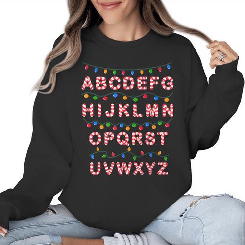 Christmas Alphabet Candy Cane Teachers Students Candy Cane For Men Women Kids Women Crewneck Sweatshirt - teacherstshirts.com AU