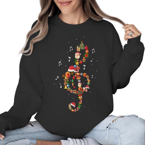 Christmas Musical Note Music Lover Teacher Sing Carols Jesus Women Crewneck Sweatshirt - teacherstshirts.com UK