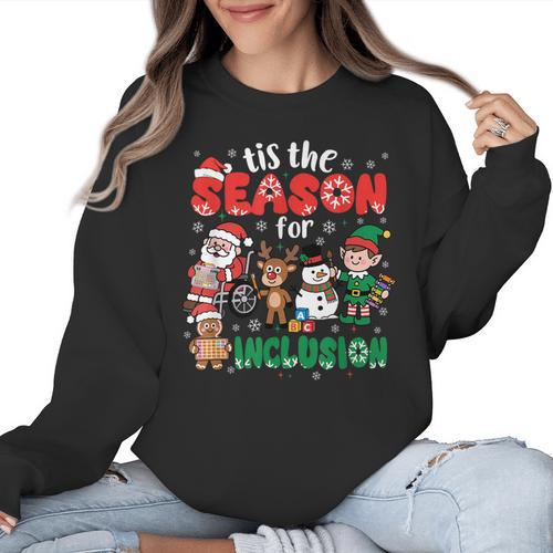 Christmas Sped Teacher Tis The Season For Inclusion Women Women Crewneck Sweatshirt - teacherstshirts.com AU