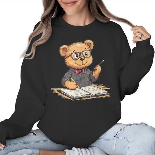 Classroom Fun With Teddy Bear Teacher Women Crewneck Sweatshirt - teacherstshirts.com AU