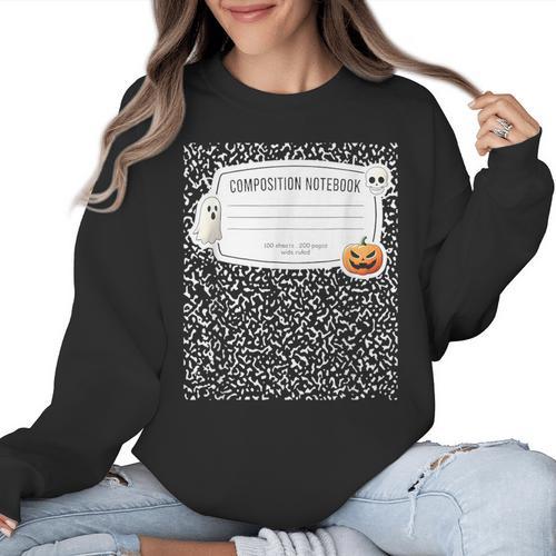 Composition Notebook Costume Adult Halloween For Teacher Women Crewneck Sweatshirt - teacherstshirts.com