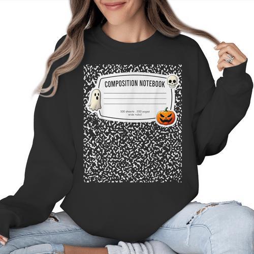Composition Notebook Costume Adult Halloween For Teachers Women Crewneck Sweatshirt - teacherstshirts.com AU