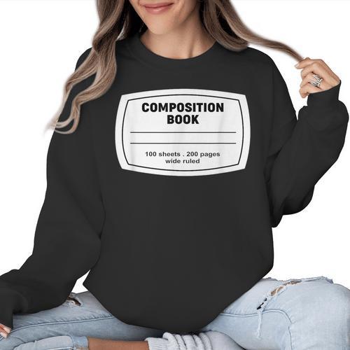 Composition Notebook Halloween Costume Teacher Student Women Crewneck Sweatshirt - teacherstshirts.com