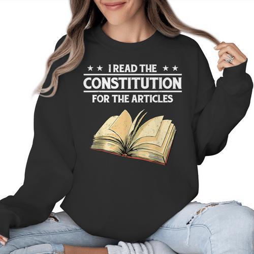 Cool History Teacher Read The Constitution For The Articles Women Crewneck Sweatshirt - teacherstshirts.com AU