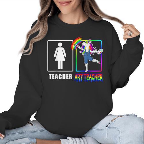 Cute Art Teacher Magical Dabbing Unicorn Artist Women Crewneck Sweatshirt - teacherstshirts.com AU