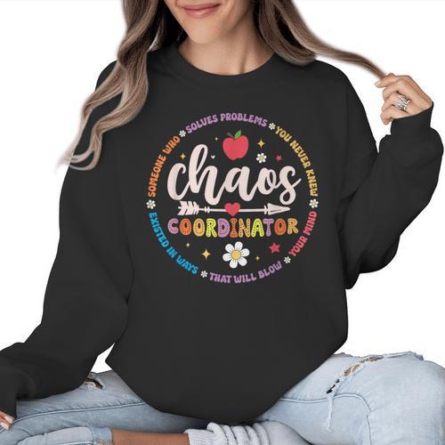Cute Chaos Coordinator Teacher First Day Of School Women Crewneck Sweatshirt - teacherstshirts.com DE