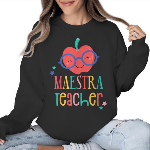 Cute Maestra Teacher Women Crewneck Sweatshirt - teacherstshirts.com AU