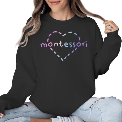 Cute Montessori For Teachers Kids & Moms Women Crewneck Sweatshirt - teacherstshirts.com