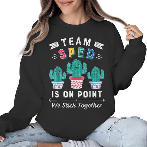 Cute SPED Teacher Special Education Cactus SPED Teacher Women Crewneck Sweatshirt - teacherstshirts.com UK