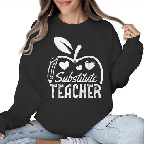 Cute Substitute Teacher Appreciation Men Women Women Crewneck Sweatshirt - teacherstshirts.com