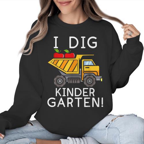 I Dig Kindergarten Student Teacher Construction First Day Women Crewneck Sweatshirt - teacherstshirts.com CA