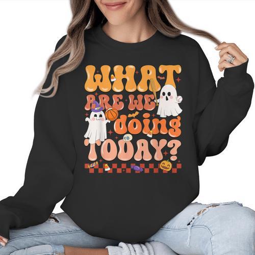 What Are We Doing Today Halloween PE Spooky Teacher Women Crewneck Sweatshirt - teacherstshirts.com