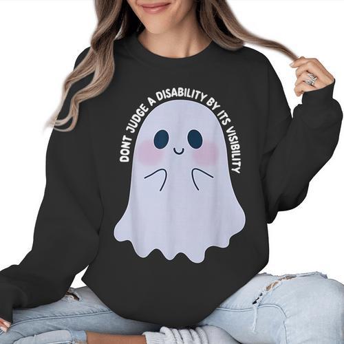 Dont Judge a Disability By Its Visibility Teacher Women Crewneck Sweatshirt - teacherstshirts.com DE