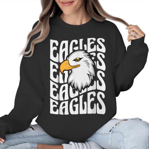 Eagles School Sports Fan Team Spirit Teacher Parent Student Women Crewneck Sweatshirt - teacherstshirts.com AU