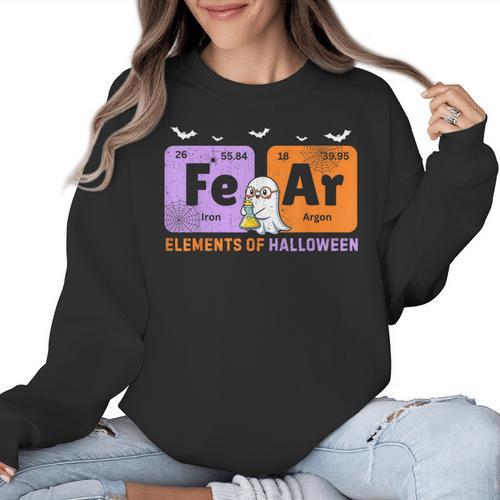 Elements Of Halloween Fear Periodically Chemistry Teacher Women Crewneck Sweatshirt - teacherstshirts.com AU