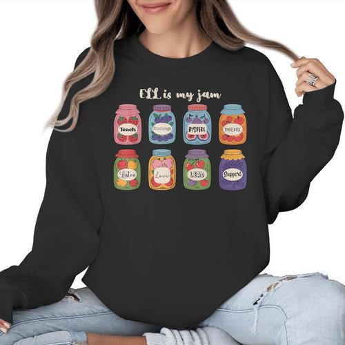 ELL Is My Jam English Language Learner Aide ELL Teacher Women Crewneck Sweatshirt - teacherstshirts.com AU