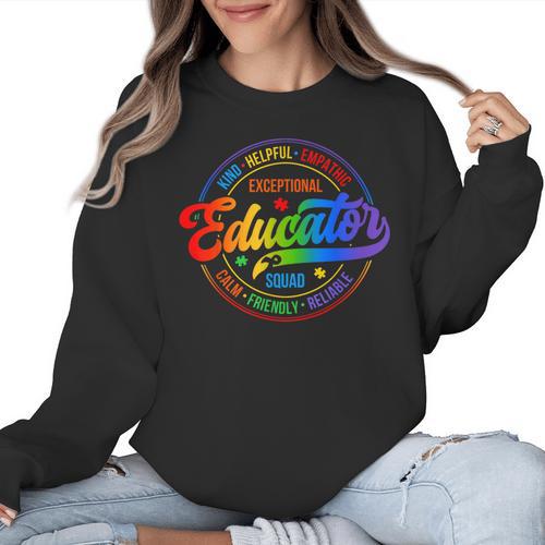 Exceptional Educator Squad Special Education Teacher Autism Women Crewneck Sweatshirt - teacherstshirts.com DE