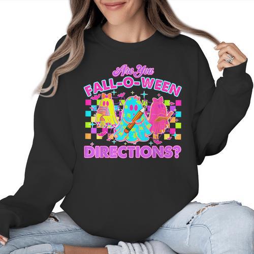 Are You Fall-O-Ween Directions Teacher Ghost Halloween Women Crewneck Sweatshirt - teacherstshirts.com DE