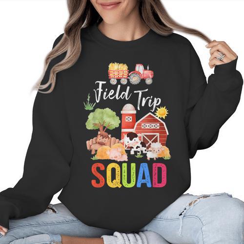 Farm Trip Field Trip Squad Farm Visit Teachers Students Women Crewneck Sweatshirt - teacherstshirts.com AU