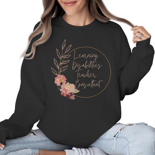 Floral Learning Disabilities Teacher Consultant SPED Teacher Women Crewneck Sweatshirt - teacherstshirts.com AU