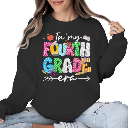 In My Fourth Grade Era 4th Grade Girl Teacher Back To School Women Crewneck Sweatshirt - teacherstshirts.com AU