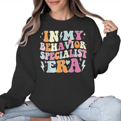 Groovy In My Behavior Specialist Era Behavior Teachers Women Crewneck Sweatshirt - teacherstshirts.com AU