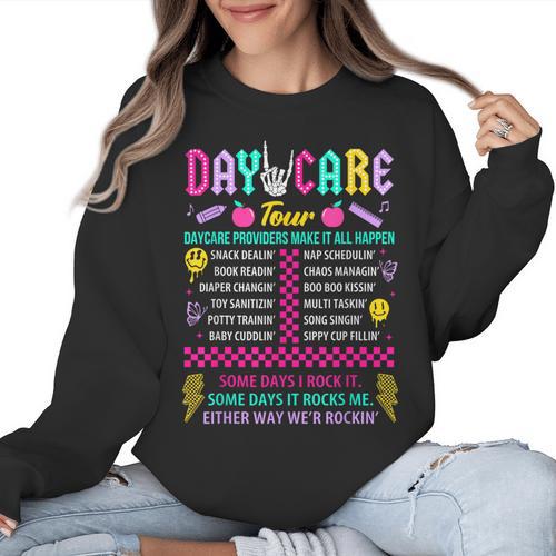 Groovy Day Care Some Days I Rock It Day Care Teacher Life Women Crewneck Sweatshirt - teacherstshirts.com AU