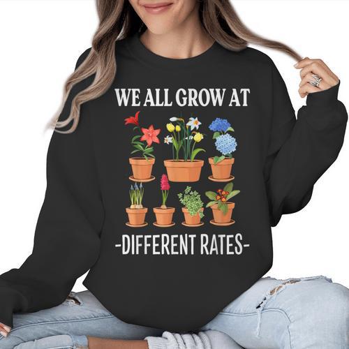 We All Grow At Different Rates Back To School Teacher Women Crewneck Sweatshirt - teacherstshirts.com