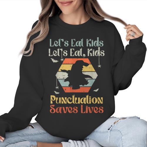 Halloween Lets Eat Kids English Teacher Costume Women Women Crewneck Sweatshirt - teacherstshirts.com
