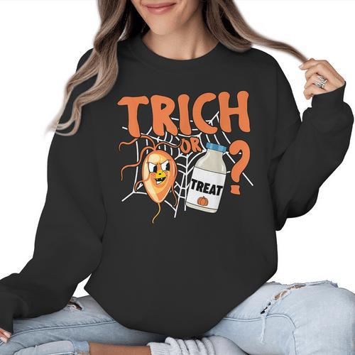 Halloween Medical Lab Science Microbiology Scientist Teacher Men Women Women Crewneck Sweatshirt - teacherstshirts.com CA