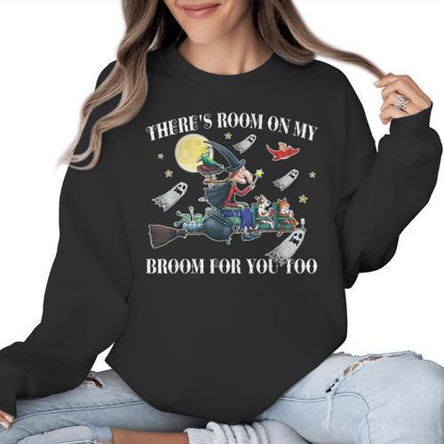 Halloween There's Room On My Broom For You Too Teacher Women Crewneck Sweatshirt - teacherstshirts.com