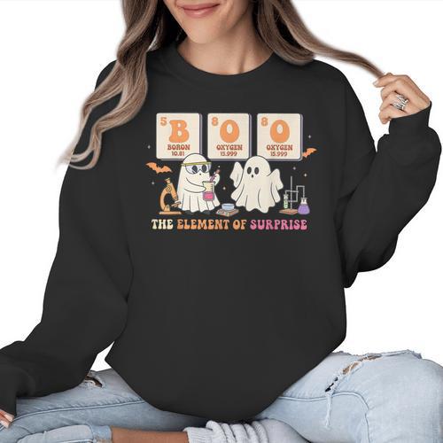 Halloween Science Teacher Boo Ghost The Element Of Surprise Women Crewneck Sweatshirt - teacherstshirts.com AU