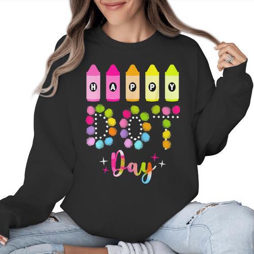 Happy Dot Day 2025 Teacher Kids Girls Colorful Polka Dot Day Women Crewneck Sweatshirt - teacherstshirts.com DE