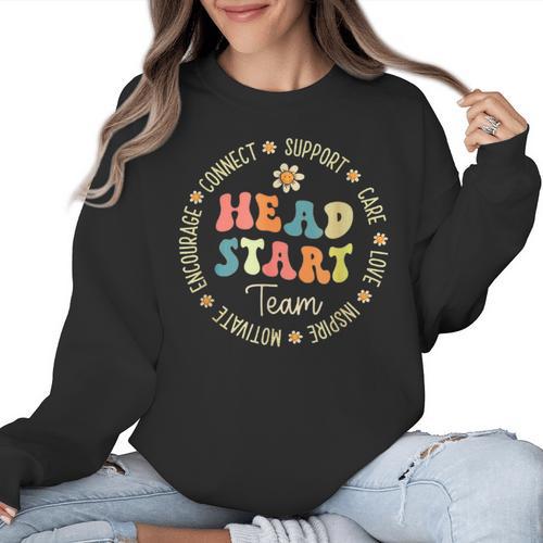Head Start Team Homeschooling Teacher Back To School Women Crewneck Sweatshirt - teacherstshirts.com CA