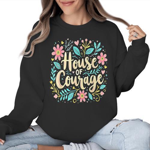 House Of Courage Flowers RCA School Teacher Student Tee Women Crewneck Sweatshirt - teacherstshirts.com CA