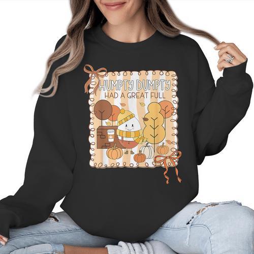 Humpty Dumpty Had A Great Fall Teacher Thanksgiving Autumn Women Crewneck Sweatshirt - teacherstshirts.com AU