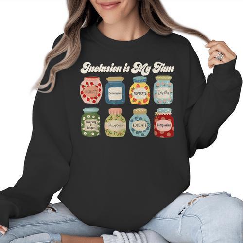 Inclusion Is My Jam Neurodiversity Special Education Teacher Women Crewneck Sweatshirt - teacherstshirts.com UK